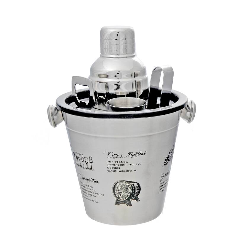 Stainless Steel 5 Pc Cocktail Shaker Set