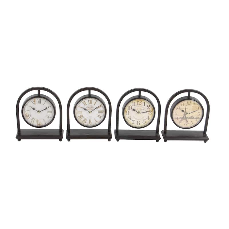 Black Metal Pendulum Stand Clock (Set of 4)