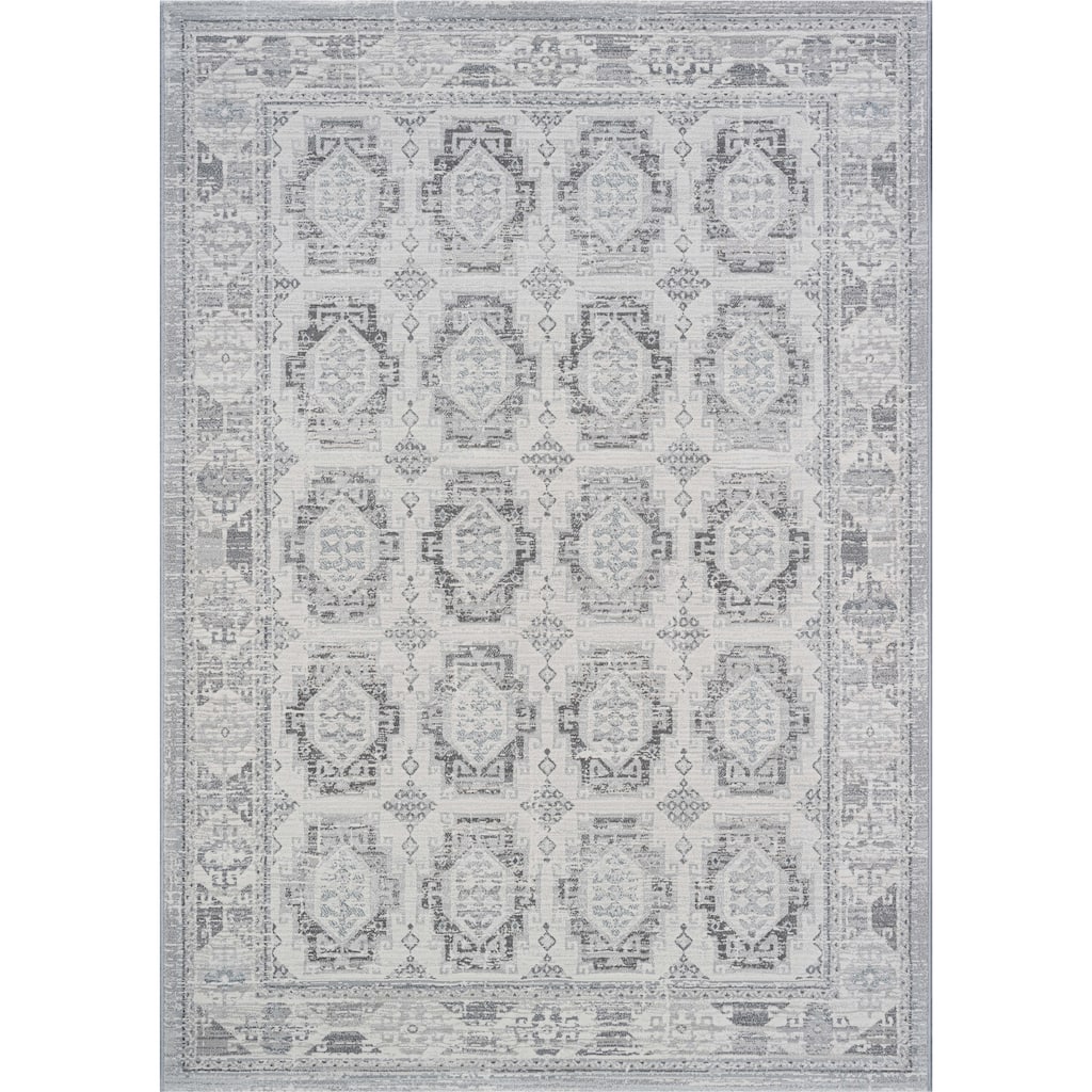 Winnie Ivory, Gray, and Beige Olefin Area Rug - 9' x 12'
