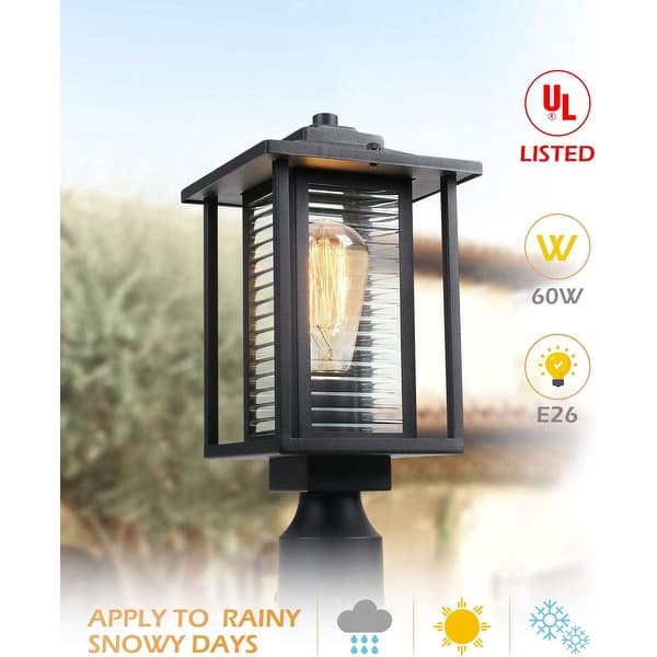 Outdoor Post Light Fixture, 3Inch Pier Mount Base, Black Finish, Set