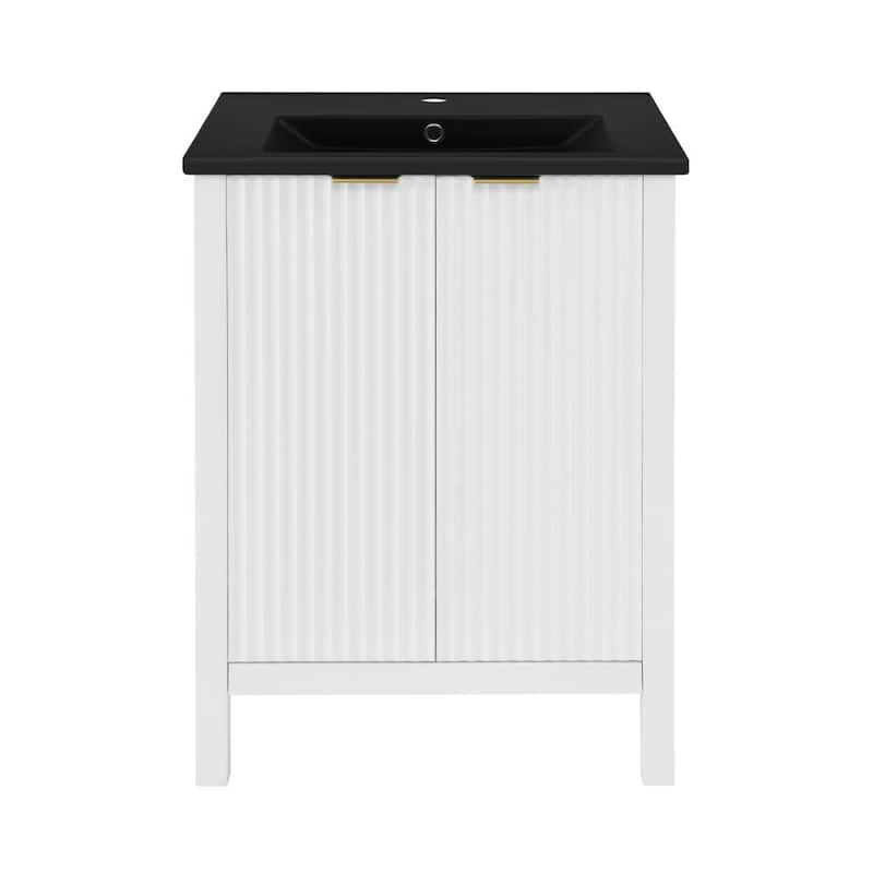 Swiss Madison SM-BV290MB Bastille 24" Free Standing Single Basin - White / Matte Black - Painted