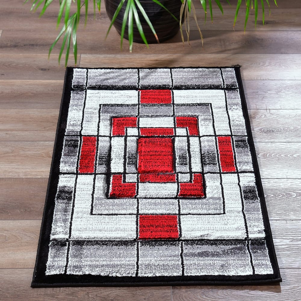 Orelsi Collection Abstract Area Rug with Hand Carved Accents
