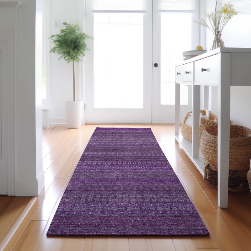Premium Washable Super Soft Boho Stripes Mayfield Rug - Eggplant - 2' 3" x 7' 6" - Runner
