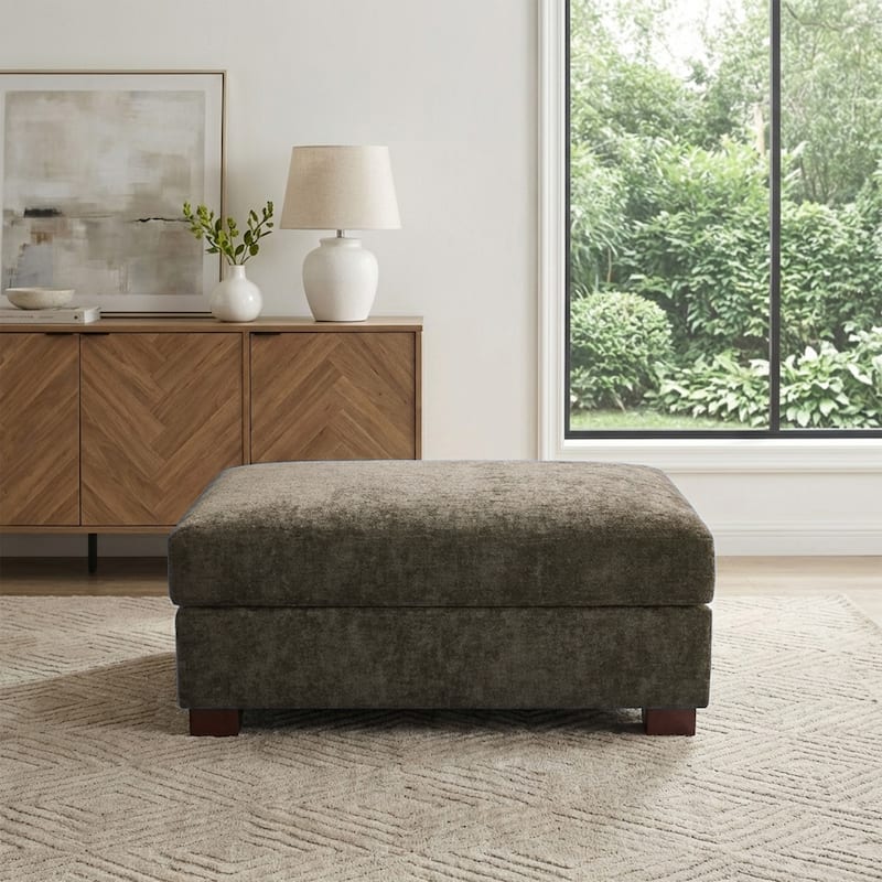 41" W Modern Rectangle Chenille Ottoman