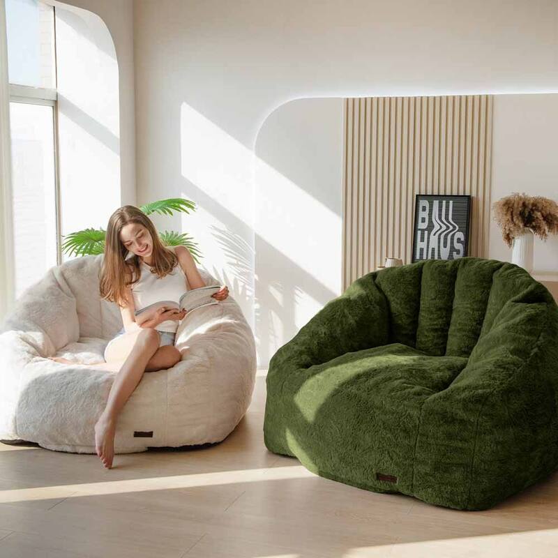 Giant Bean Bag Chair,Shell-Shaped Oversized Bean Bag Chair with Fille