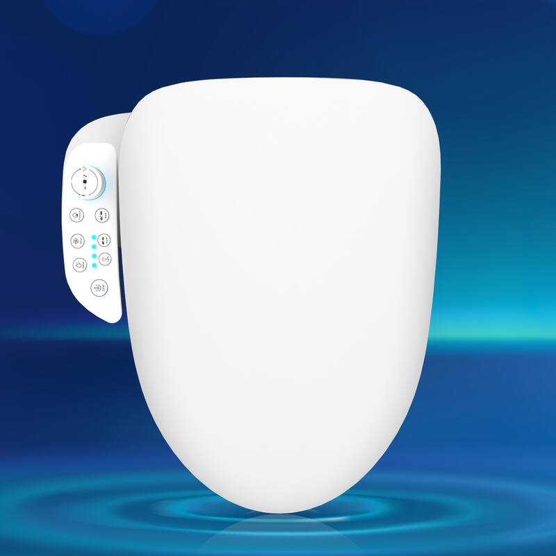White Elongated Smart Toilet Bidet Tankless 1.27 GPF Foot Sensor Flushing, Warm Water and Dry, Remote Control