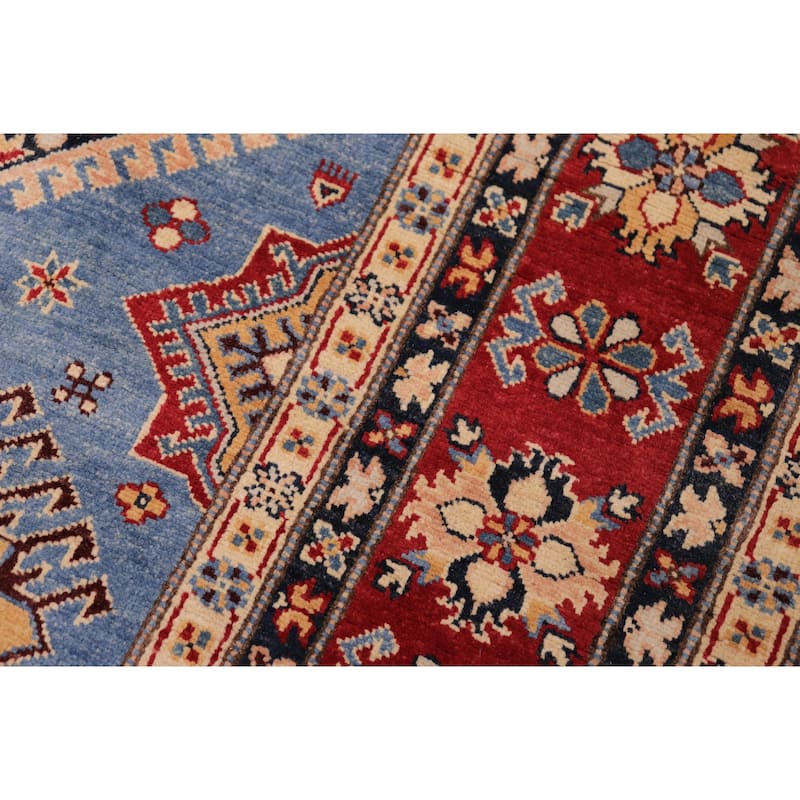 Southwestern Kazak Sam Light Blue/Red Wool Rug - 8'1'' x 9'7''