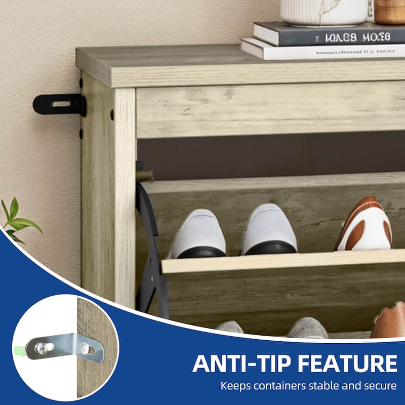 Moasis Shoe Storage Cabinet with 4 Flip Drawers, Narrow Shoes Rack Organizer for Entryway