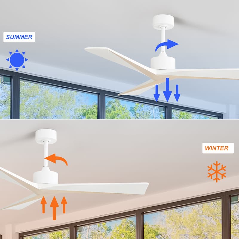 52 inch Ceiling Fan with Remote and Smart APP Control,Reversable Airflow,Wood Blades,No Light