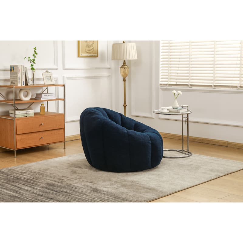 Comfortable Bean Bag Chair Dark Blue Sofa Chair with Armrests, Leisure Chair Lounge Chair Upholstered Chair