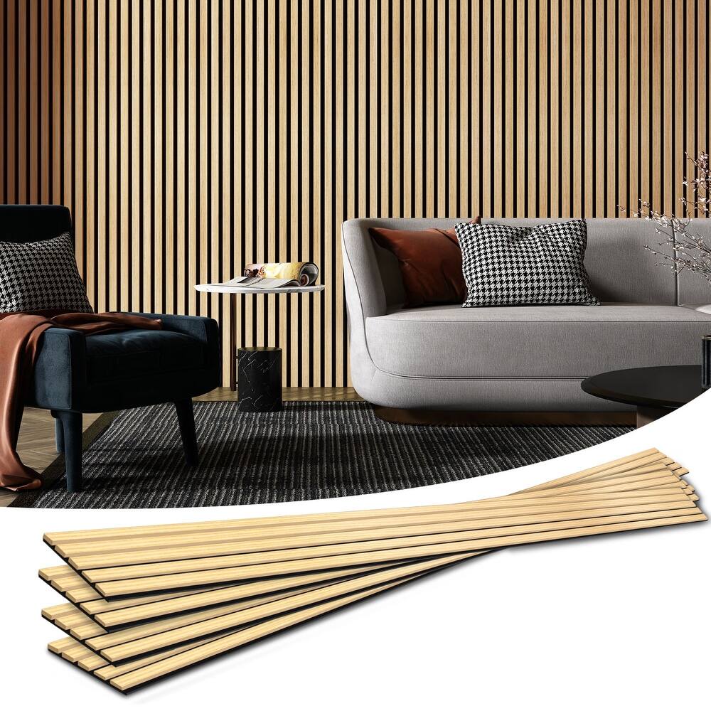 Art3d 7.9 x 94.5in Acoustic Wall Panels,Wood Slat Wall Panel for Wall and Ceiling,4pcs