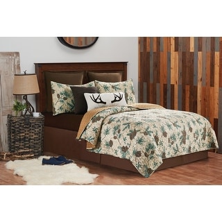 Rustic Pinecone Quilt Set - Reversible and Machine Washable