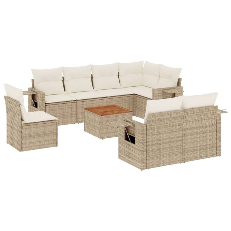 vidaXL Garden Sofa Set with Cushions Outdoor Sofa Set Corner Seat Poly Rattan