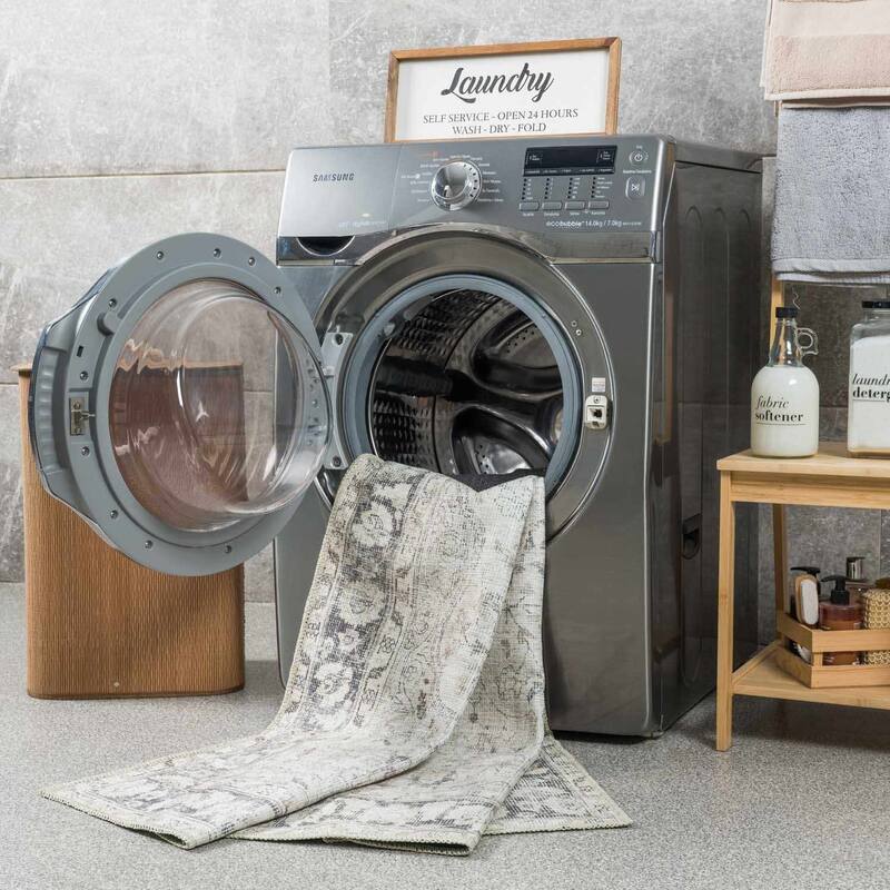 Hauteloom Fatih Living Room, Bedroom Machine Washable Area Rug - Beige, Charcoal, Gray - 2' x 2'11"