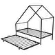 preview thumbnail 6 of 53, Metal House Bed with Twin Size Trundle, Twin Size House-Shaped Bed Steel Slat Support Easy Assembly for Kids Teens Boys & Girls