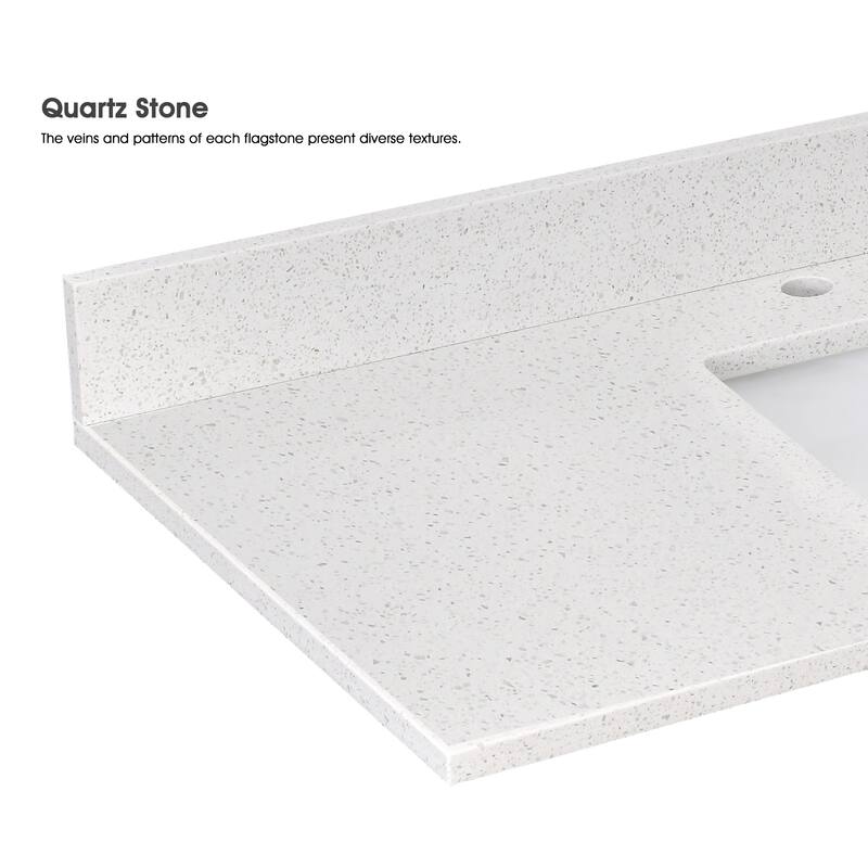 48" inch Freestanding Bathroom Vanity with Ice White Quartz Counter Top Ceramic Rectangular Sink
