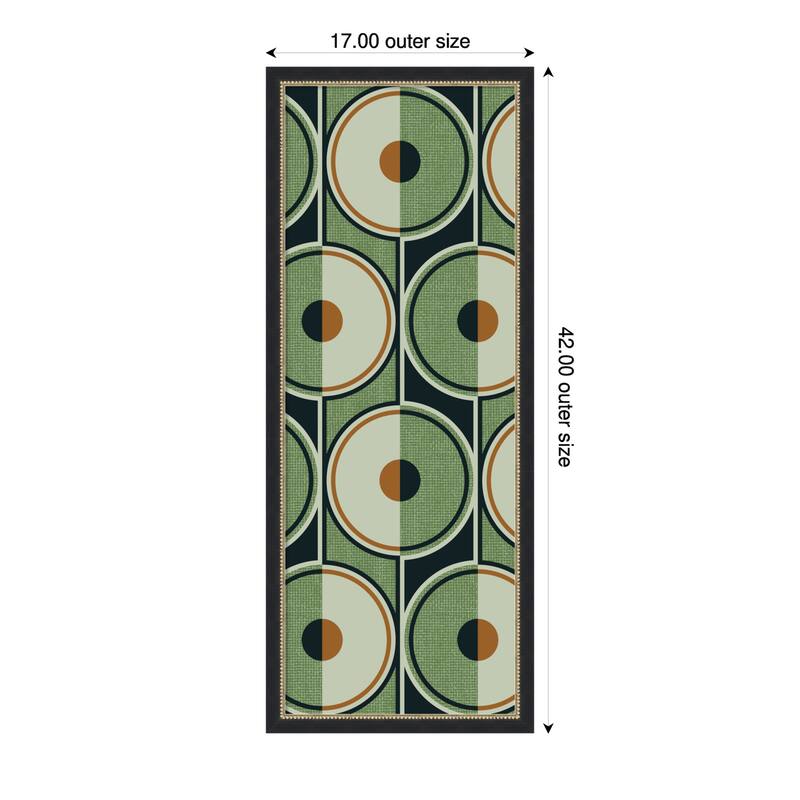 Retro Circles Green by Alexandra Weise Wood Framed Wall Art Print - 17 x 42 in