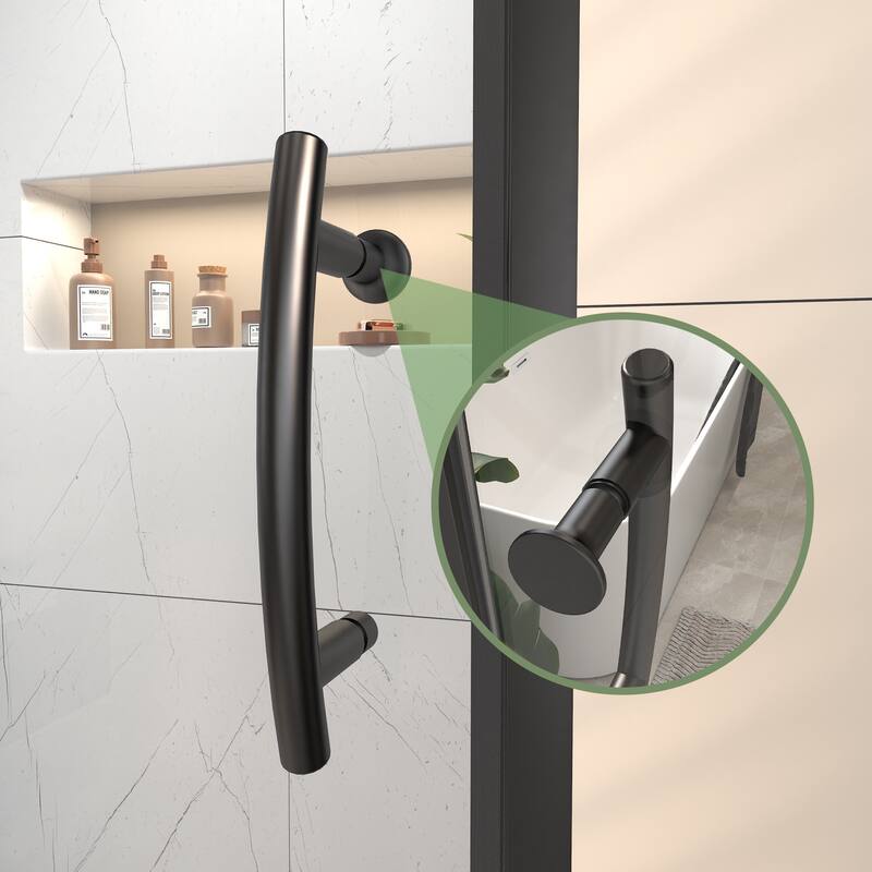 Modland 38''W - 42''W x 71''H Pivot Frame Sliding Shower Door with 1/4"(6mm) Clear SGCC Tempered Glass, Black/Nickel