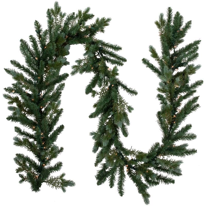 9' x 14" Pre-Lit Blue Spruce Artificial Christmas Garland Clear Lights