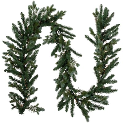 9' x 14" Pre-Lit Blue Spruce Artificial Christmas Garland Clear Lights