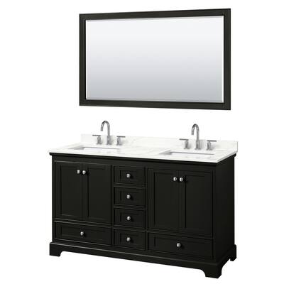 Deborah 60-inch Double Vanity, Quartz Top, 58-inch Mirror