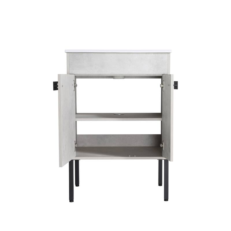 24" FreeStanding Bathroom Vanity with Sink, Floor Stand Bathroom Vanity with Soft Close Door and Adjustable shelf