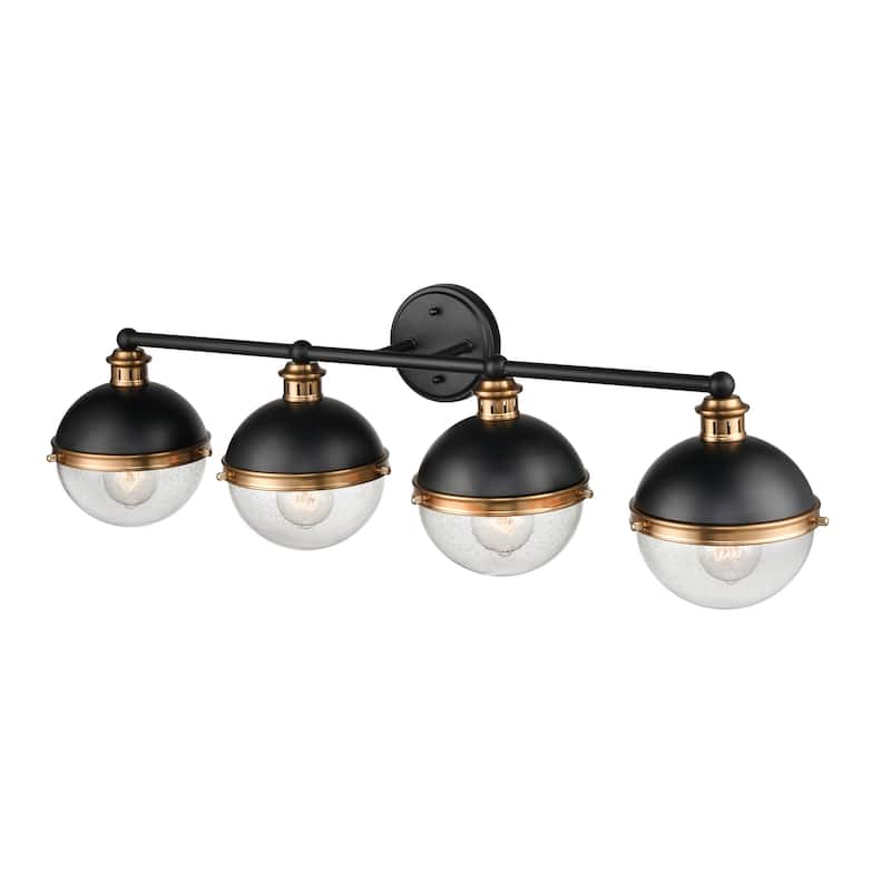 Millennium Lighting Ellmira 4 Light Matte Black/ Aged Brass Vanity Fixture