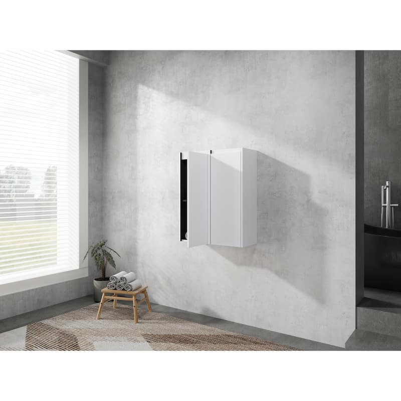 GDFStudio 12" Bathroom Wall-Mounted Side Cabinet with Soft Close Doors - 11.81" x 9.81" x 59.00"