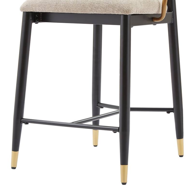 Christopher Knight Home - Mateo Modern Upholstered Counter Stool Set of 2 with Metal Frame and Supportive Back Design