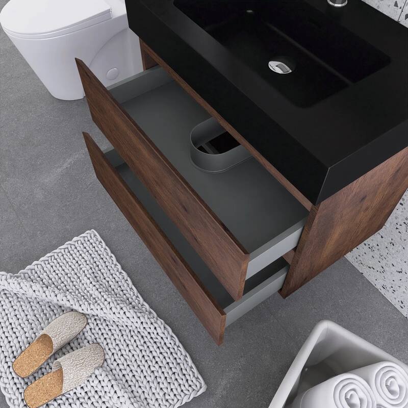 Single Sink Floating Bath Vanity in with Solid Surface Top