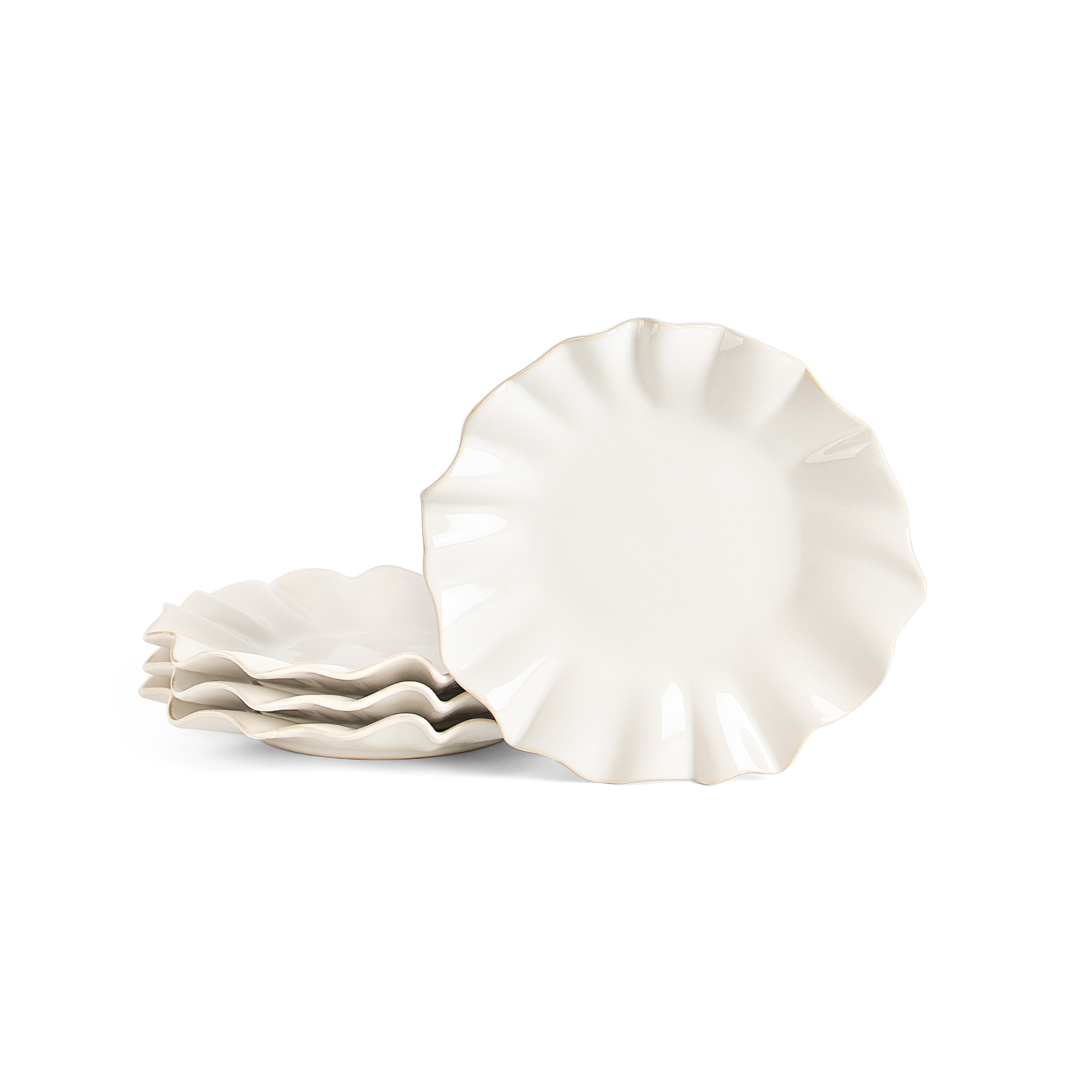 Marchesa Lotus 4-Piece Stoneware Salad Plate Set, White