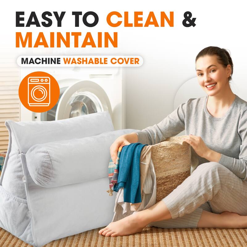 Cheer Collection Extra Large Wedge Pillow with Detachable Bolster