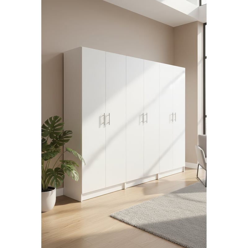 Modex Multi-Purpose Utility Storage Cabinet (3-Piece Set) - W 94.5″ × D 15.7″ × H 70.9″ - White