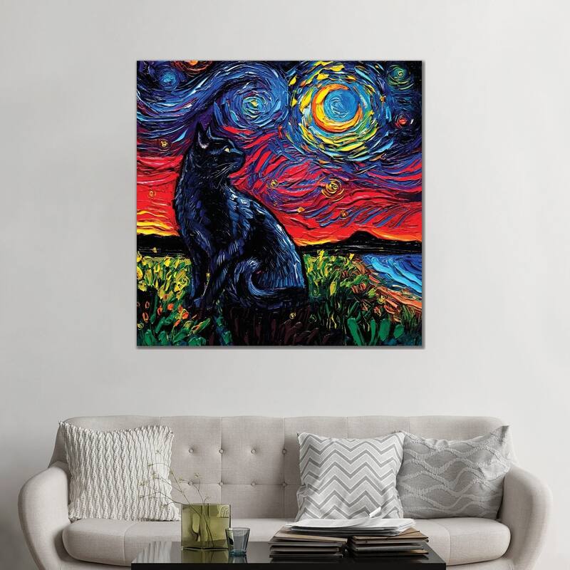 iCanvas "Black Cat Night II" by Aja Trier Canvas Print