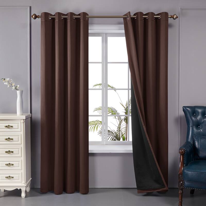 Deconovo 100 Percent Blackout with Liner Grommet Curtain (2 Panel) - W52 x L95 - Brown2