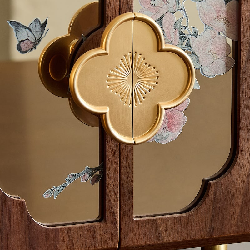 Elegant Brown Wooden Jewelry Box – Black Walnut 4-Layer Organizer with Mirror & Gold Handle, Ideal Gift for Birthdays - 6.3 in