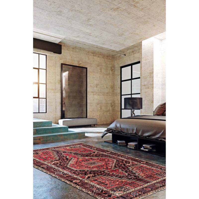 ECARPETGALLERY Hand-knotted Anatolian Vintage Black, Red Wool Rug - 4'7 x 8'7