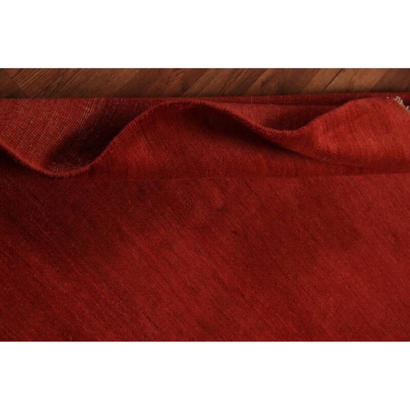 Red Gabbeh Modern Rug Handmade Solid Tribal Wool Carpet - 3'5" x 5'0"