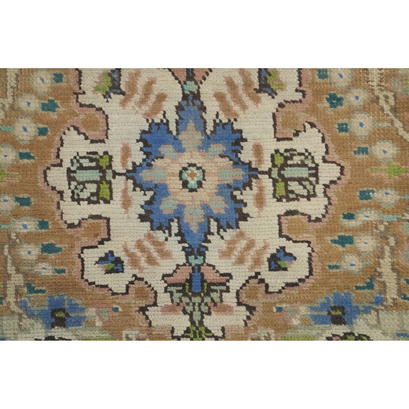 Hand Knotted Oriental 100% Wool Carpet Traditional Floral Oranges & Rust Tabriz Area Rug - 9' 4'' X 6' 5''