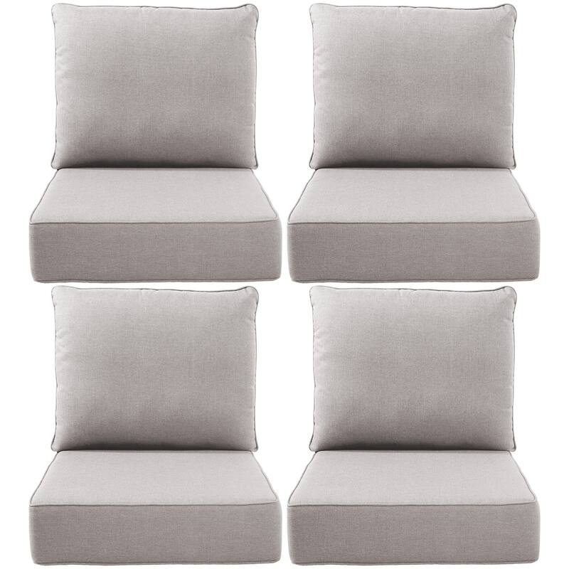 Gymojoy 24"x22"x6" Patio Thick Cushions & Pillows Set - Deep Seat Indoor/Outdoor Water & Fade Resistant - Four Sets - Beige