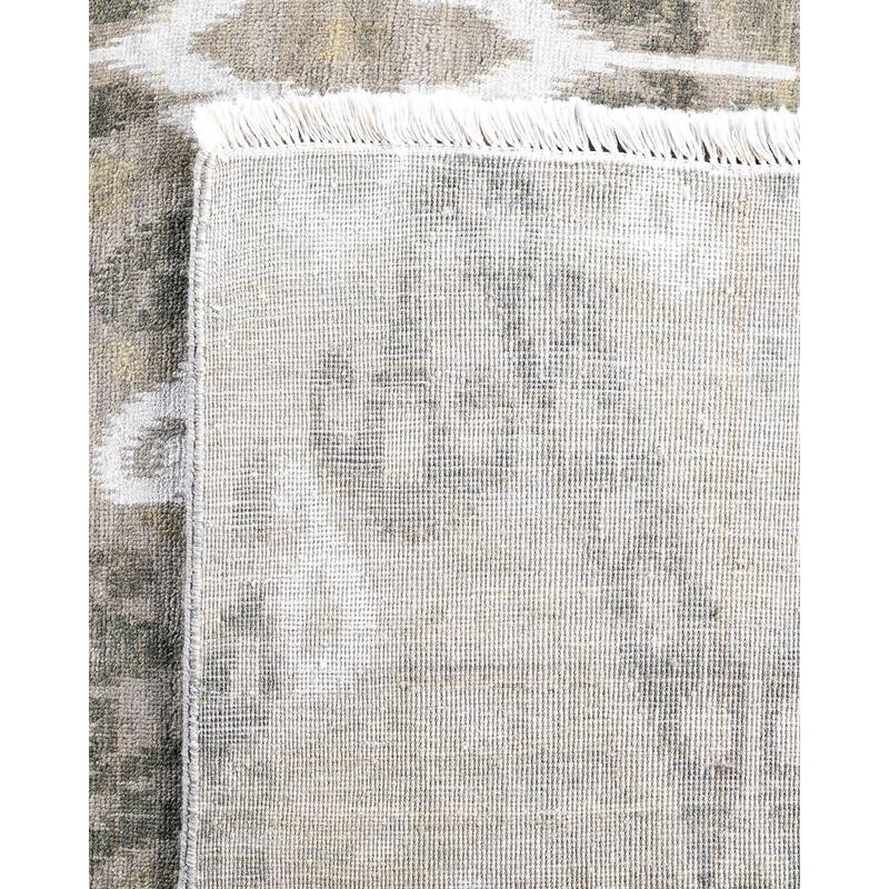 Ikat One-of-a-Kind Hand-Knotted Area Rug, Gray - 9' 0" x 12' 1"