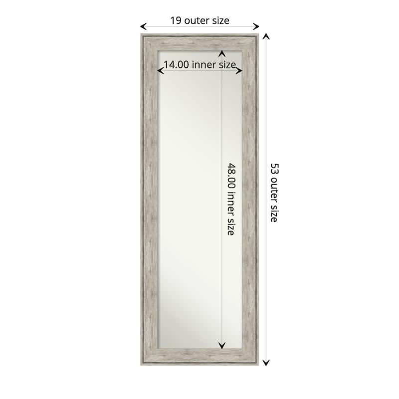 Non-Beveled Full Length On The Door Mirror - Crackled Metallic Frame - Crackled Metallic - Outer Size: 19 x 53 in