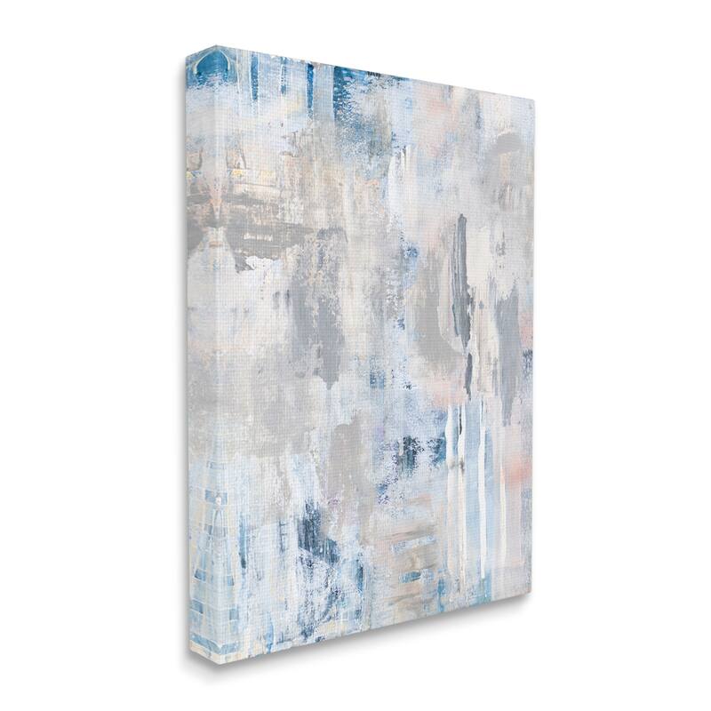 Stupell Modern Abstract Cascading Painting Blue Pink Grey Composition Canvas Wall Art