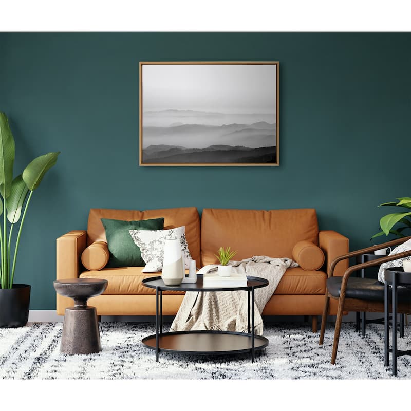 Kate and Laurel Sylvie Misty Mountains BW Framed Canvas by Crystal Lynn Collins