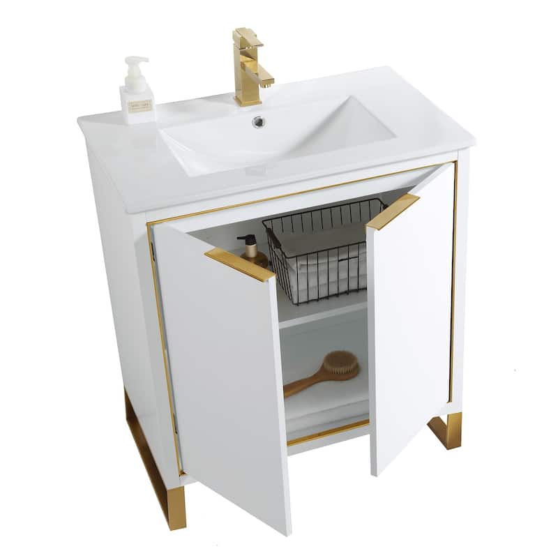 Fine Fixtures Opulence Collection Bathroom Vanity with White Ceramic Sink