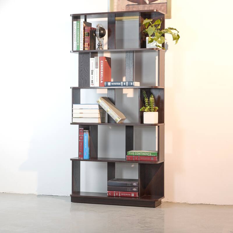 31.5"L X 64.56"H Free Combination Bookshelf Modern 5-Tier Open Storage Bookcase Mdf Wood Display Shelving, Media Storage Shelves