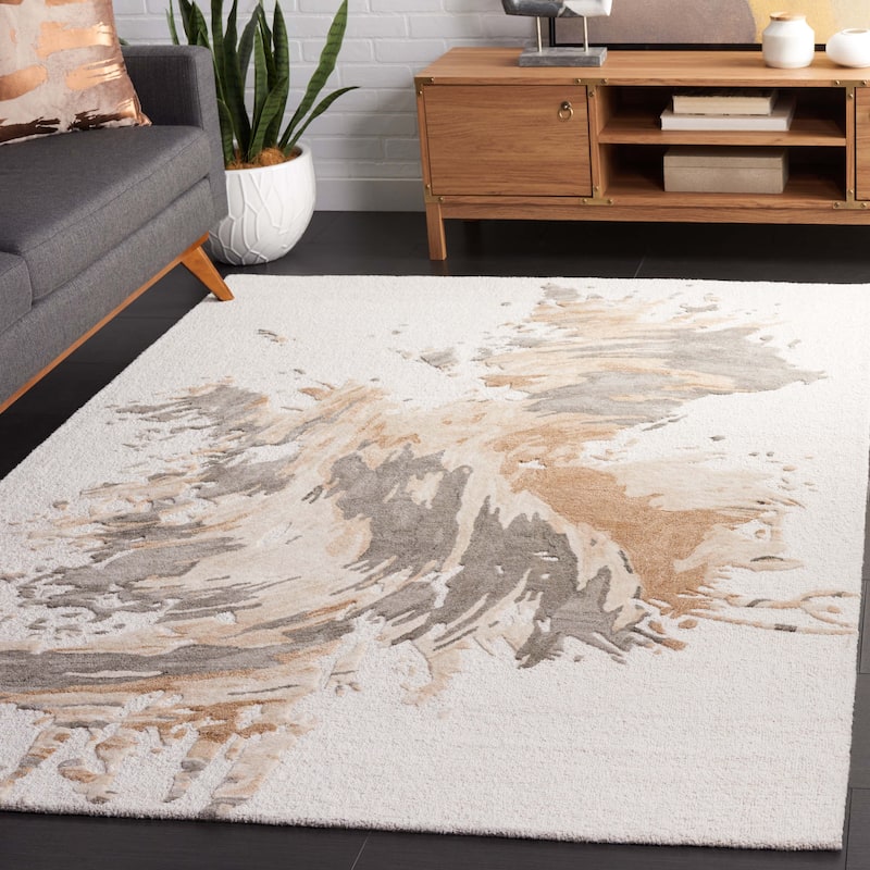 SAFAVIEH Handmade Fifth Avenue Anneros Mid-Century Modern Wool Rug - 8' x 10' - Beige/Taupe