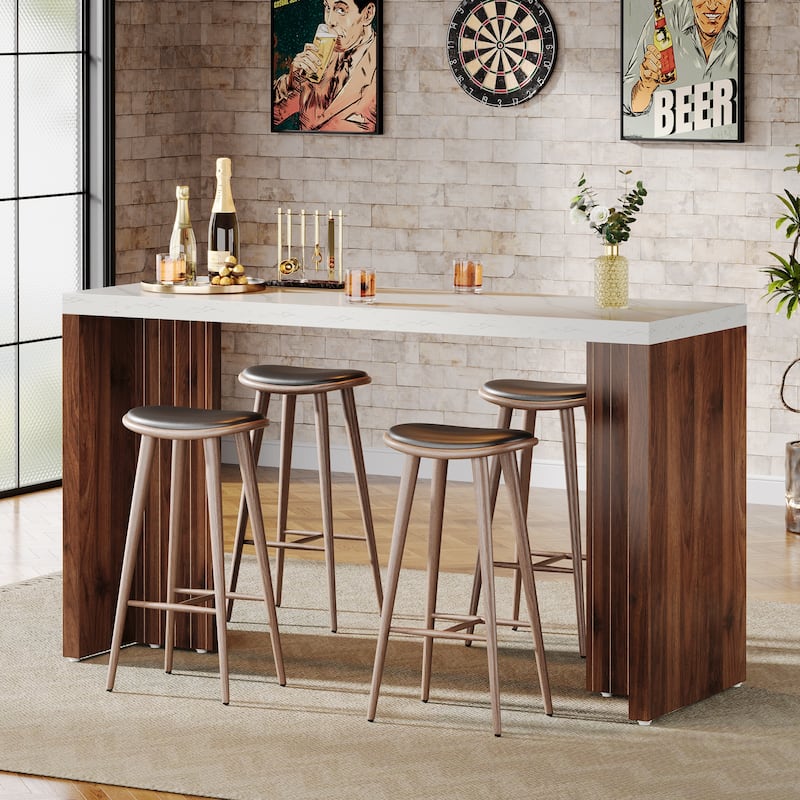 Home Bar Unit, 55.12-Inch Bar Table with Large Tabletop - 55.12" L x 19.69" W x 35.83" H