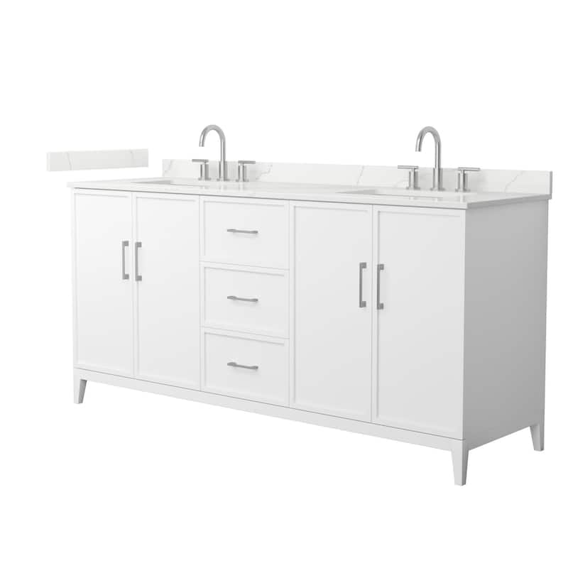 Wyndham Collection WCH717172D-QTZ-US3MXX Elan 72" Free Standing Double - White / Giotto Quartz Top / Brushed Nickel