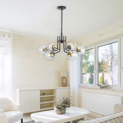 Sputnik Chandelier 6-Light in Black and Imitation Copper Finish